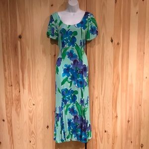 JAMS WORLD watercolor Blue Green Floral Maxi Dress